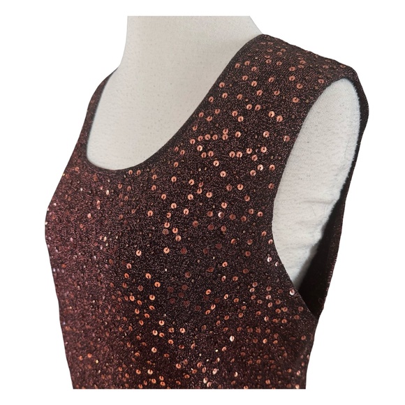 ALEX & CO Women’s Sequin Sleeveless Tank Top Blouse Size 16 Metallic Copper - Picture 4 of 7